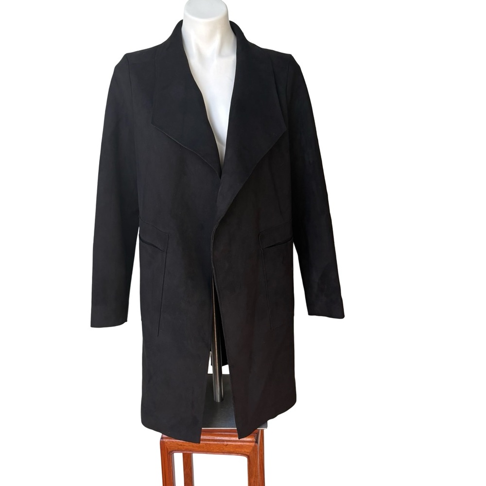 MOD Long Sleeve Open Front Faux Suede Coatigan, Sz M - Picture 6 of 14